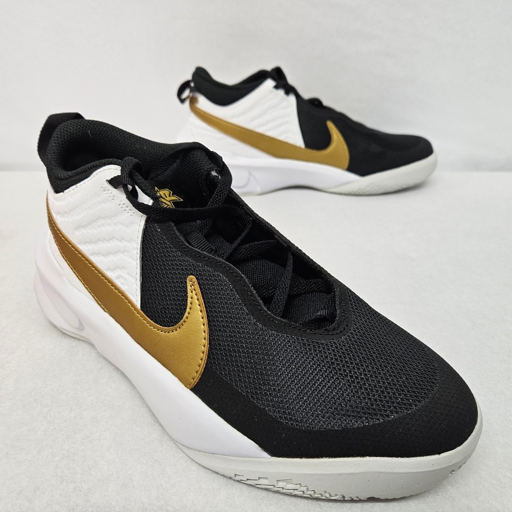 Nike‎ Youth Team Hustle D 10 Basketball Shoes CW6735-002 Black Gold White Sz 5Y
